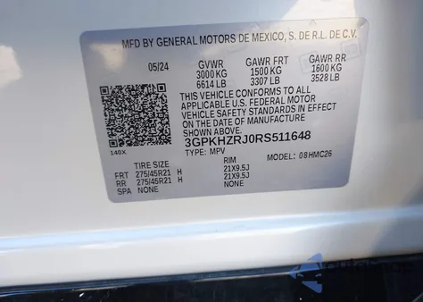 2024 Honda Prologue Elite из США, поврежденный, VIN 3GPKHZRJ0RS511648